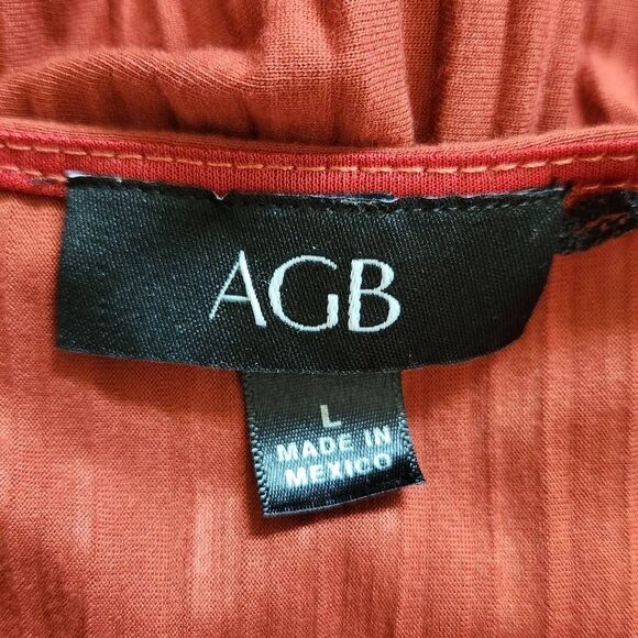 AGB Rust Pleated Blouse Size Large Rust Red Tunic Layered Look Tunic - Picture 6 of 9